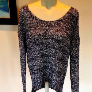 AJ Andrea Jovine Sweater Cotton black cream soft knit  Large